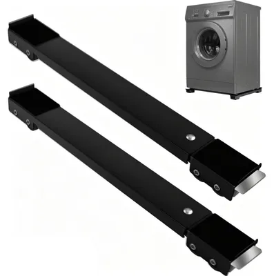 Immagine prodotto di Supporto per lavatrici con freno, set da 2, colore nero | Base universale per lavatrici e asciugatrici