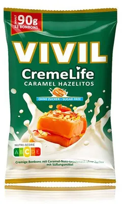 Obrázek produktu pro Vivil Creme Life Karamelové pastilky Hazelitos bez cukru 90g