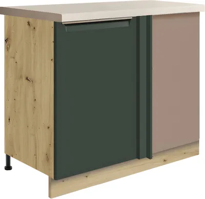 Obrázek produktu pro GLAMOUR GREEN 24D – Rohová spodní skříňka 110 cm, tmavě zelená matná