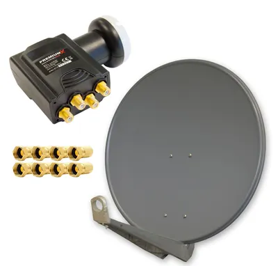 Produktbild von PremiumX DELUXE80 Satellitenanlage SAT Antenne 80cm ALU Anthrazit Quad LNB 8x F-Stecker