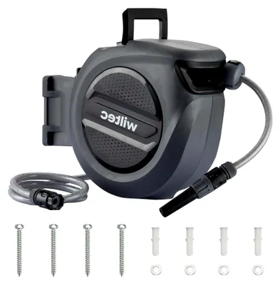 Produktbild von Wand Schlauchbox mit automatischer Aufrollfunktion und 30m Wasserschlauch für die Gartenbewässerung