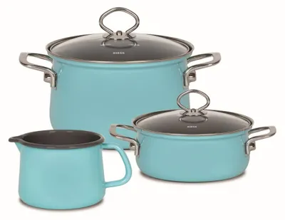 3-teiliges Kochtopfset, Bratpfanne 20 cm, 16 cm, Schnabeltopf 12 cm