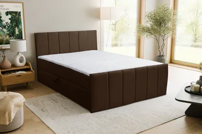 Produktbild von VENASI CLAUDINE Boxspringbett 180x200 mit 2 Bettkasten H2/H3 Matratze BRAUN Cosmic 800