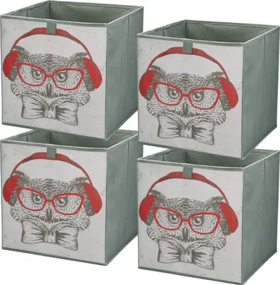 Produktbild von Lavita Storage Box | faltbare Aufbewahrung Boxen 31 x 31 x 31 cm | Schubladen-Organizer Box| Ordnungssysteme für Kleidung | Kleideraufbewahrung & Organisation | Eule | 4 stück