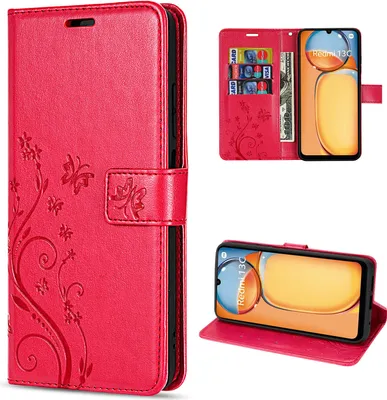 Produktbild von Hülle Xiaomi Redmi 13C /Poco C65, Handy Tasche Handyhülle Wallet Case Flip Cover Rot