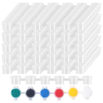 Productafbeelding van Omgoods- Verfpotten 200 Stuks - Mini Lege Verf Potten - 6-in-1 Ontwerp - Kunst Ambachten - Lichtgewicht en Draagbaar - 3 ml Compartimenten - Verfstrip