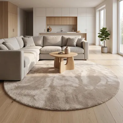 Produktbild von Super Soft Hochflorteppich Livorno Beige Rund, Größe:100 cm Rund