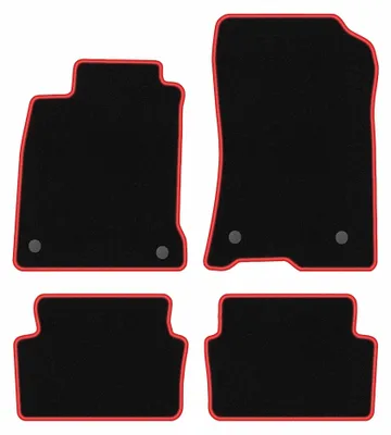 Obrázok produktu pre Velúrové autokoberce pre: Renault Laguna III 2007-2015 (liftback/kombi) – sada 4 ks, čierno-červené, na mieru – Wielganizator CARLUX