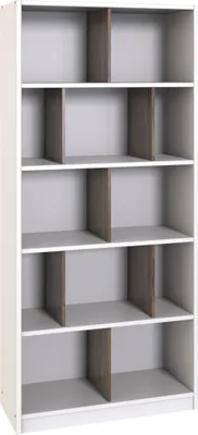 Produktbild von Jugendzimmer Regal JOHANNESBURG-43 in weiß mit Eiche Nb., B/H/T: ca. 90/197/38 cm