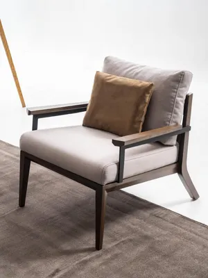 Produktbild von Stilvoller Beiger Polstersessel Designer Wohnzimmer Einsitzer Sessel
