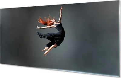 Produktbild von Glasbilder 140x70 Wandkunst Eine Frau in einem schwarzen Kleid