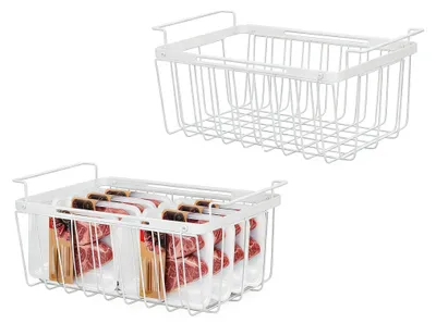 Gefriertruhenkörbe Organizer, 2 Stück, ausziehbar, Weiß