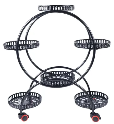 Imagen del producto de Soporte para plantas, de 4 niveles, diseño móvil, color negro