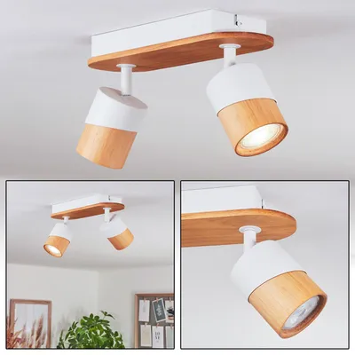 Produktbild von Trevenzuolo moderne Deckenlampe aus Metall/Holz in Weiß/Natur