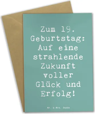 Produktbild von Mr. & Mrs. Panda Grußkarte Spruch 19. Geburtstag Zukunft - Meeresbrise - Geschenk, Start in die, Lebensjahrzehnt, dankeskarten, weihnachtskarten, Geburtstagsgeschenke