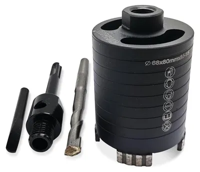 Image de Trépan diamanté de 68 mm, avec foret de centrage et adaptateur SDS-plus