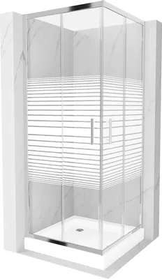 Zdjęcie produktu dla Mexen Rio kabina prysznicowa kwadratowa 70 x 70 cm, pasy, chrom + brodzik Rio, biały - 860-070-070-01-20-4510