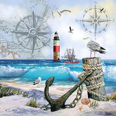 Produktbild von 20 Servietten Anchorage - Momente am Meer 33x33cm