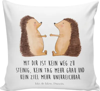 Produktbild von Mr. & Mrs. Panda Sofakissen Igel Liebe - Weiß - Geschenk, Hochzeit, couch kissen, Sofa, kuschelkissen 40x40, Verlobung, Zierkissen, Dekokissen, Polster, Hochzeitstag