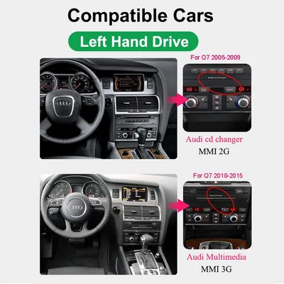 Imagen del producto de Pantalla multimedia para autorradio - 10.25 pulgadas - Compatible con CarPlay y Android Auto inalámbricos - Para Audi Q7 (modelos 2005-2009)
