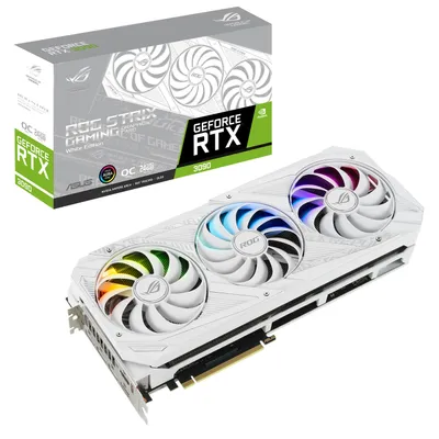 Obrázek produktu pro ASUS ROG -STRIX-RTX3090-O24G-WHITE, GeForce RTX 3090, 24 GB, GDDR6X, 384 bit, 7680 x 4320 px, PCI Express 4.0