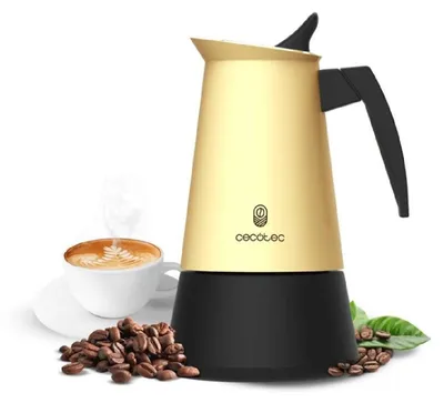 Obrázek produktu pro Italský kávovar z vysoce kvalitní nerezové oceli, ideální pro 4 šálky kávy.