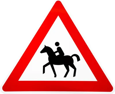 Produktbild von ORIGINAL Verkehrsschild Nr. 101-13 * Reiter, Aufstellung rechts * SL 900 mm RAL-Gütebedingungen Achtung Warnschild Straßenschild Hinweisschild Schild Gefahrenschild Pferd