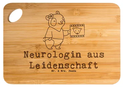 Produktbild von Mr. & Mrs. Panda Holzbrett Neurologin Leidenschaft - Transparent - Geschenk, Lustig, Mediziner, Schneidebrett, Beruf, Hackbrett, Holzbrettchen, holzschneidebrett, Spruch