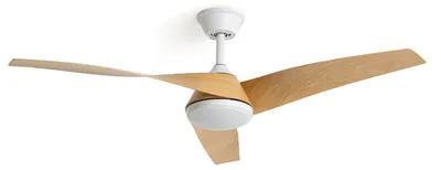 Produktbild von Deckenventilator mit Licht Lautlos DC Eubea Holz Fernbedienung Groß (über 20 m²) 132 cm Weiß