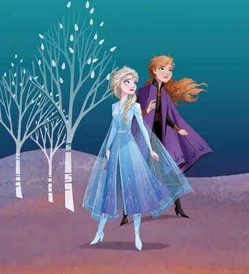Produktbild von Disney Poster Die Eiskönigin Anna & Elsa Blau und Lila - 610154 - 50 x 70 cm
