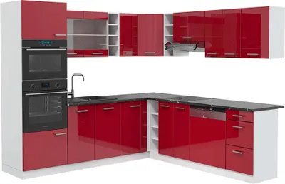Produktbild von Eckküche Vicco R-Line Rot Hochglanz 247 x 60 cm , AP Anthrazit, Model 42687
