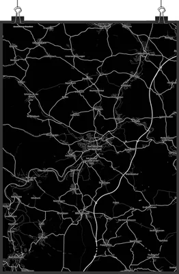 Produktbild von Mr. & Mrs. Panda Bild Bad Neustadt an der... DIN A1 - Geschenk, Kunstdruck, wanddeko, Plakat, Stadt, drucke, Wandbild, Dorf Karte Landkarte Map Stadtplan