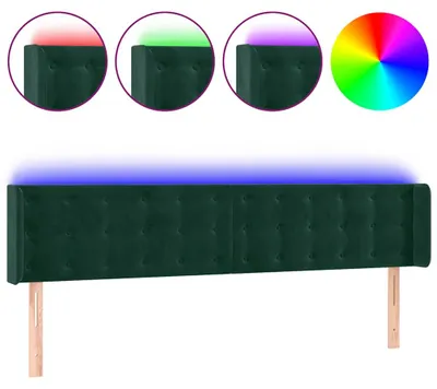 Produktbild von vidaXL LED Kopfteil Dunkelgrün 163x16x78/88 cm Samt