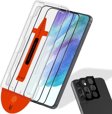 Zdjęcie produktu dla 2-pak Samsung S21 FE Szkło ochronne na ekran & 2-pak ochrona obiektywu - Szkło hartowane | [Automatyczna instalacja] - Bez bąbelków