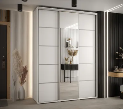 Produktbild von Kleiderschrank YVONA 5 – 170/45 cm, weiß/silber