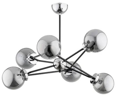 Zdjęcie produktu dla Lampa wisząca RESTO chromowana czarna-dymiona 6xE14x10W szkło wym:57x63x66cm IP20 Alfa