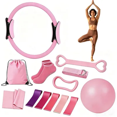 Produktbild von 13-teiliges Pilates-Set mit Widerstandsbändern und Sporttasche