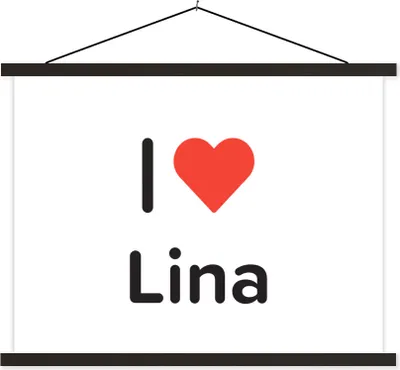 Produktbild von MuchoWow® Textilposter Ich liebe - Lina - Mädchen 120x90 cm mit schwarzem Rahmen - Aufhänger für Poster