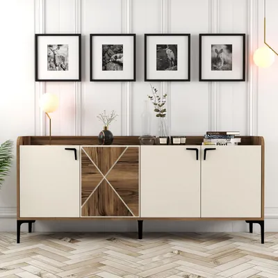 Obrázek produktu pro Skye Decor, Venedik- Venedik FRN, barva ořech, krémová, komoda, 78x180x35 cm, 100% melaminovaná dřevotříska