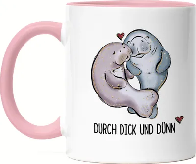 Produktbild von Durch Dick und Dünn Tasse Rosa Valentinstag Freundin Freund Süß Geschenkidee Paar Liebe Couple Jahrestag