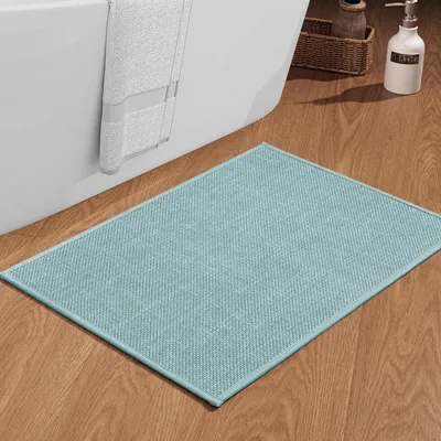 Productafbeelding van Badmat 43 x 61 cm, antislip, blau, wasbaar, met rubberen achterkant