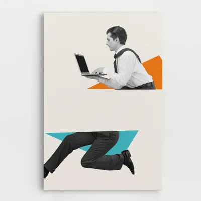 Produktbild von ARTHUB® Leinwandbild 80x120 cm, Businessman Collage | Wohnzimmerdekoration, Hängende Bilder, Wanddekoration, Heimdekoration, Moderne, Collagen