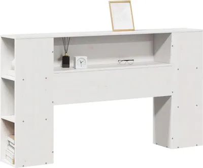 Produktbild von vidaXL Kopfteil mit Stauraum Weiß 150 cm Massivholz Kiefer