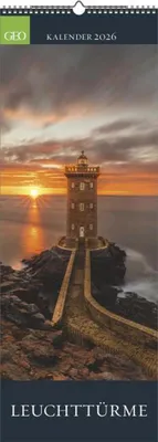 Produktbild von GEO - Leuchttürme 2026 - Wandkalender 25x69 cm, Poster-Kalender mit 12 Monatsblättern, deutschem Kalendarium & Spiralbindung, Vertikalformat mit maritimen Fotografien
