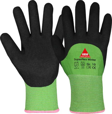 Produktbild von Winterhandschuh Nitrilschaum "SuperFlex Winter" 508620 - Hase Safety grün/schwarz 10