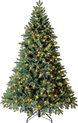 Produktbild von Dehner Künstlicher Weihnachtsbaum Tanne Alva, mit 350 LEDs warmweiß, Höhe ca. 180 cm, Metall/Kunststoff, grün