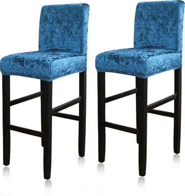 Produktbild von Barhocker-Abdeckungen, 2er-Set Stretch Thekenhöhe Beistellstuhl Slipcover-Schutz für Esszimmer Küche Cafe-Möbel Stuhl, Dunkelblau