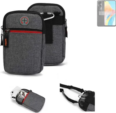 Produktbild von K-S-Trade Holster Gürteltasche kompatibel mit Oppo A78 4G Handy Tasche Schutz Hülle grau Zusatzfächer 1x