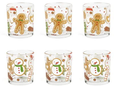 6 Wasserbecher Weihnachtsmotive 250 ml 7,5x8,5 cm spülmaschinengeeignet
