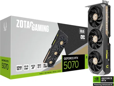 Produktbild von Zotac GAMING GeForce RTX 5070 SOLID OC, GeForce RTX 5070, 12 GB, GDDR7, 192 Bit, 7680 x 4320 Pixel, PCI Express x16 5.0